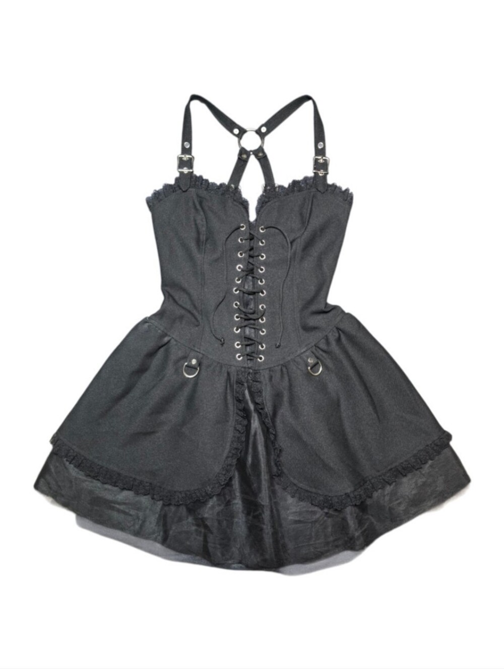 VTG Y2K Lip Service Gothic Corset Dress | Made in USA | Harness Back | Small